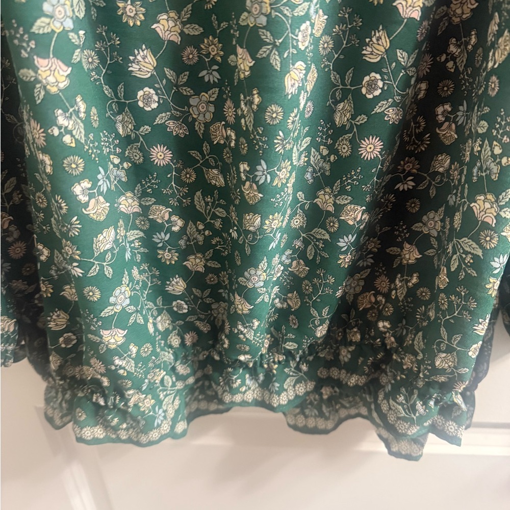 Max Edition Green Floral Ruffled Peasant Top - Picture 3 of 4